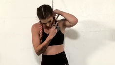 MSP video - cuffs herself to wall