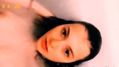 Busty Brunette Teen's Solo Bath Time Webcam Show