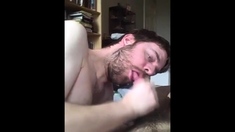 Blowing His Buddy In Bed And Taking The Cum Load