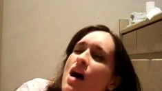 face of orgasm on bathroom floor