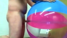 Big inflatable beach ball fuck cum inside