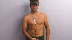 Hung army recruit gets his sweet cock checked out by his officer