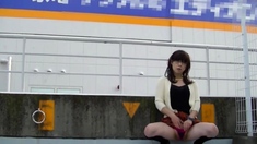 Japanese Crossdresser Outdoor Flashing.